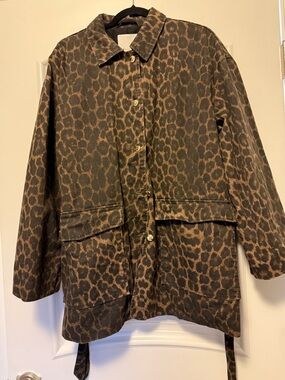 Leopard Tie Belt Utility Jacket